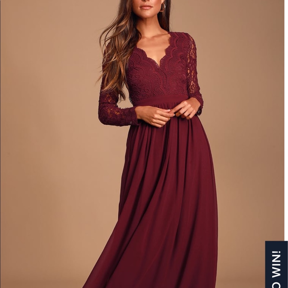 Awaken My Love Burgundy Long Sleeve Dress